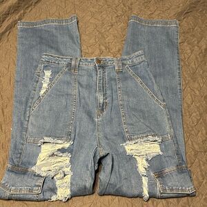 Akira distressed cargo jeans size 13
